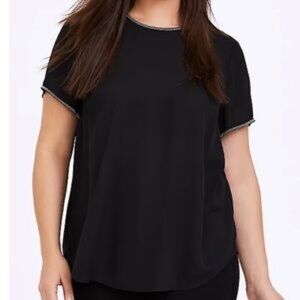Torrid Abbey - Black Georgette Embellished Trim Blouse